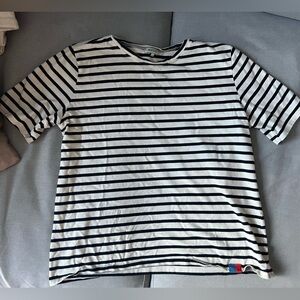 Kule “The Modern” tee shirt in cream/navy stripes (size small)
